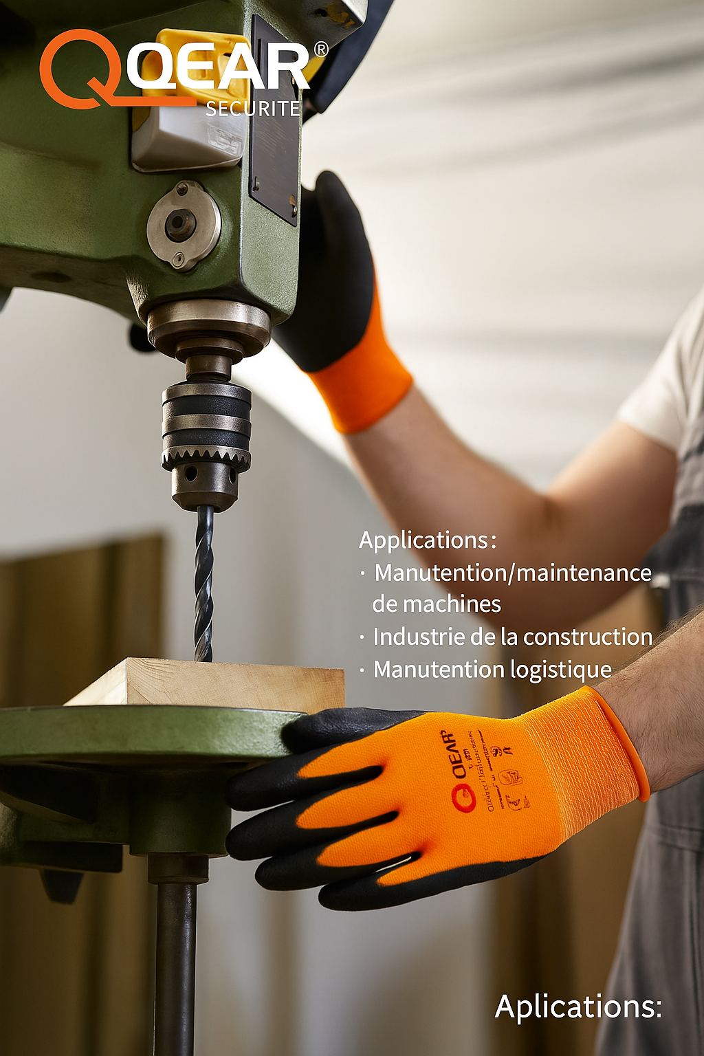 Gants de Manutention , paume résistante à l'huile et à la graisse, bonne dextérité, doublure de qualité.