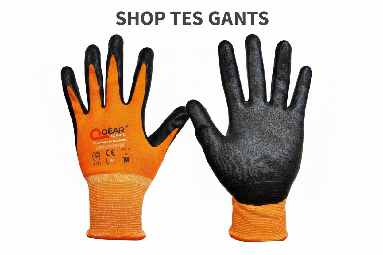 Gants de Manutention , paume résistante à l'huile et à la graisse, bonne dextérité, doublure de qualité.