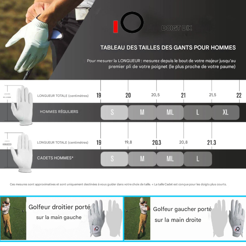 Gants de Golf en Cuir pour Hommes. Elégance et Performance