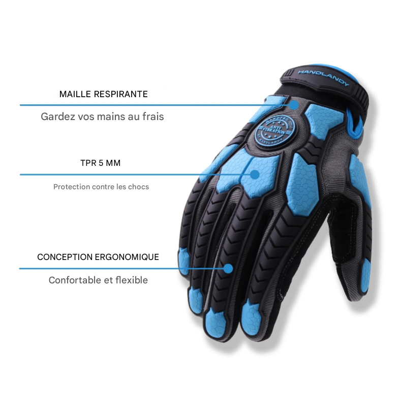 Gants de Manutention Anti-Vibration HANDLANDY – Protection, Performance et Technologie Tactile.