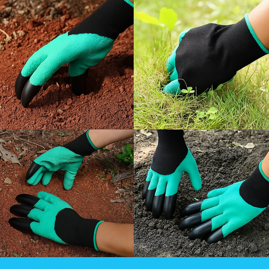 Gants de jardinage avec griffes - Creuser, planter, désherber et semer sans effort - Protégez vos doigts et vos ongles.