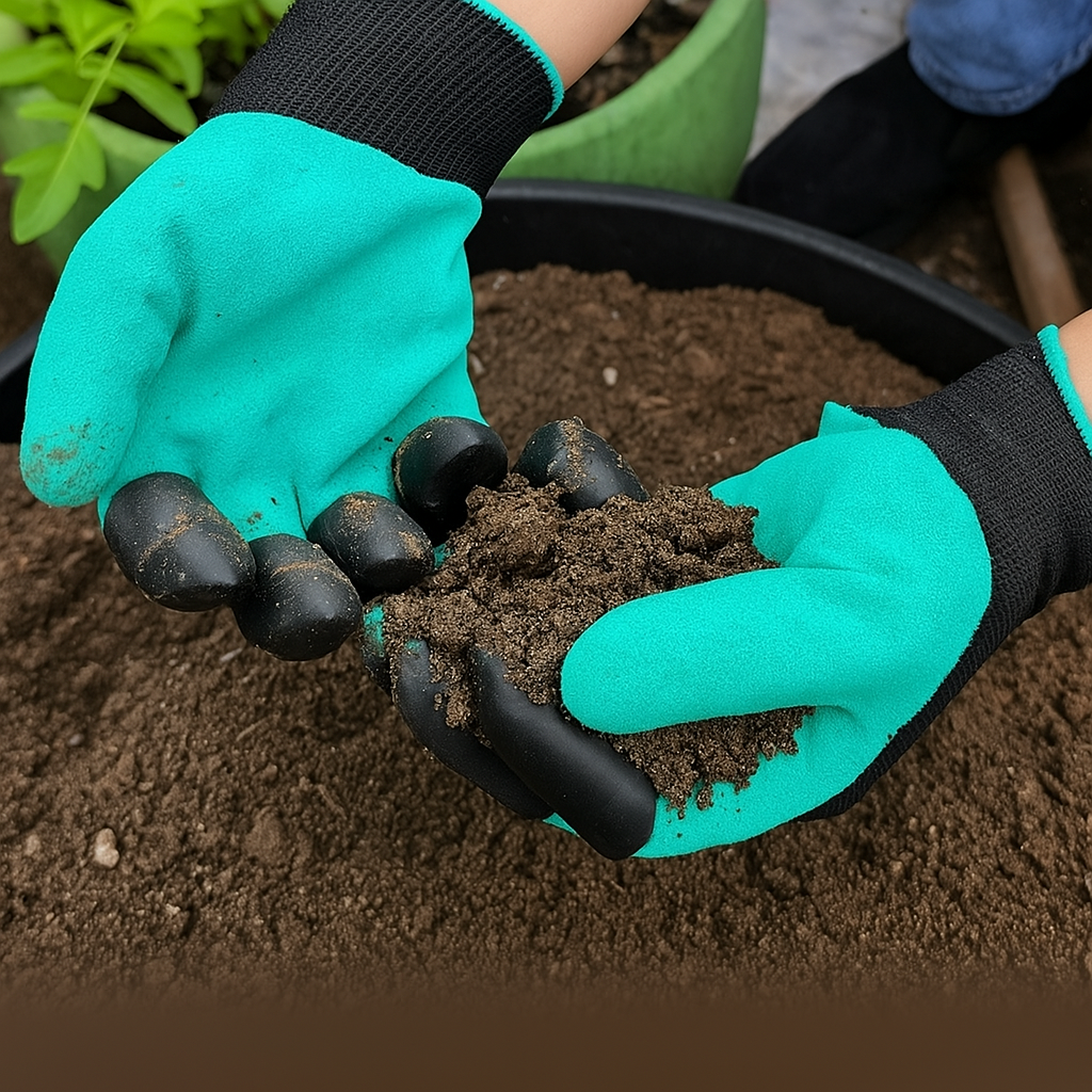 Gants de jardinage avec griffes - Creuser, planter, désherber et semer sans effort - Protégez vos doigts et vos ongles.