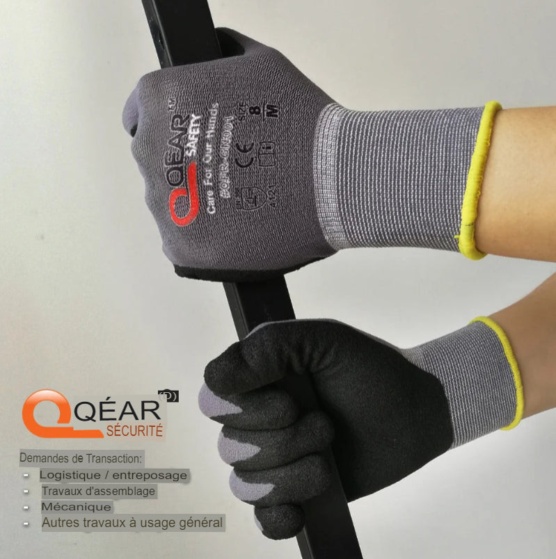 Gants de Travail Antidérapants QEAR SAFETY – Haute Performance et Protection Professionnelle