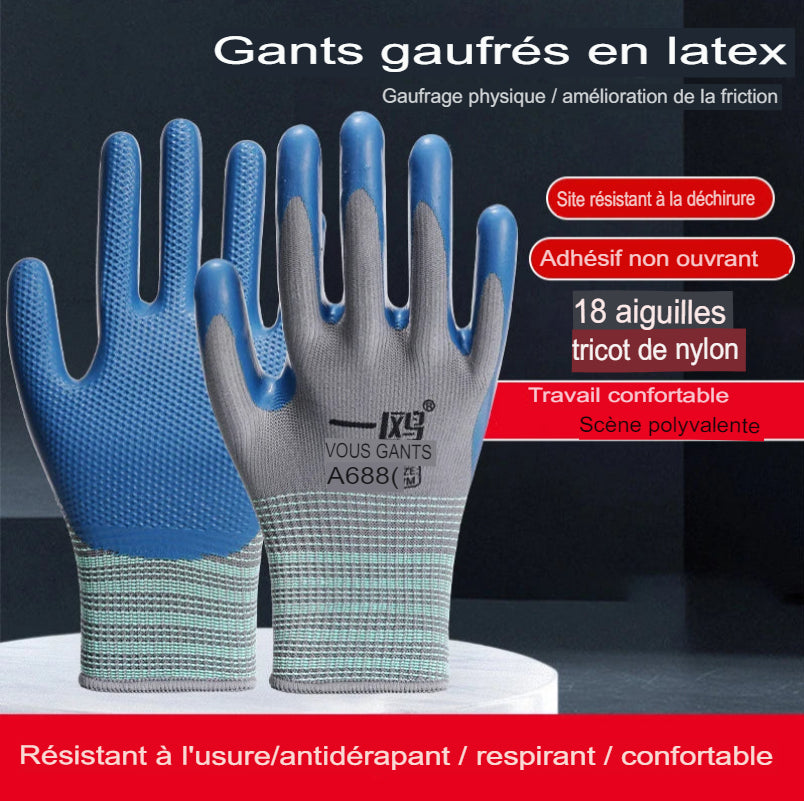 Gants de Manutention en Latex Gaufré – Confort, Sécurité et Performance.