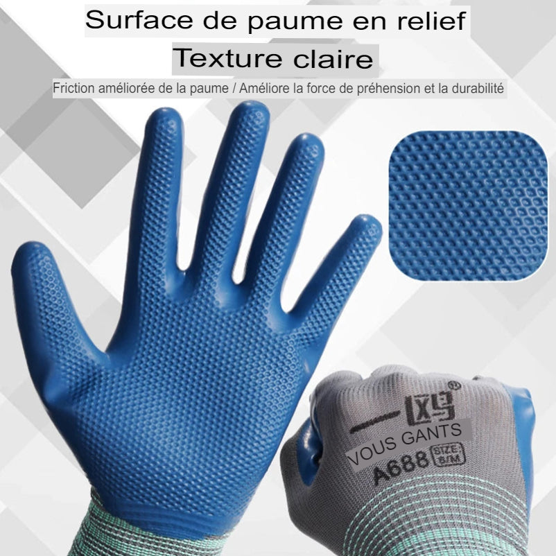 Gants de Manutention en Latex Gaufré – Confort, Sécurité et Performance.