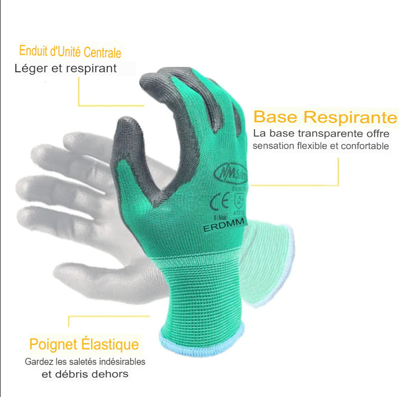 Gants de Sécurité NMSafety en Nylon PU – Confort et Protection pour Travaux Industriels.