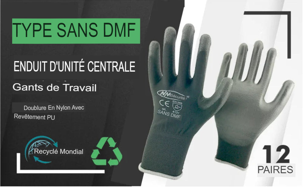 Gants de Sécurité NMSafety en Nylon PU – Confort et Protection pour Travaux Industriels.