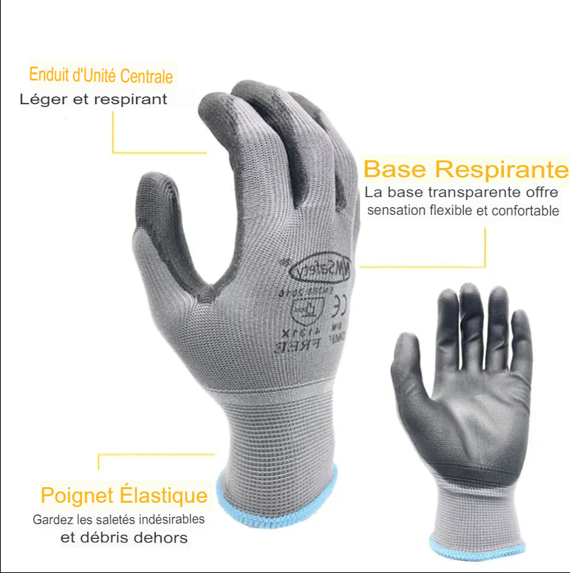 Gants de Manutention Professionnels avec Revêtement en PU – Résistance et Confort Inégalés.