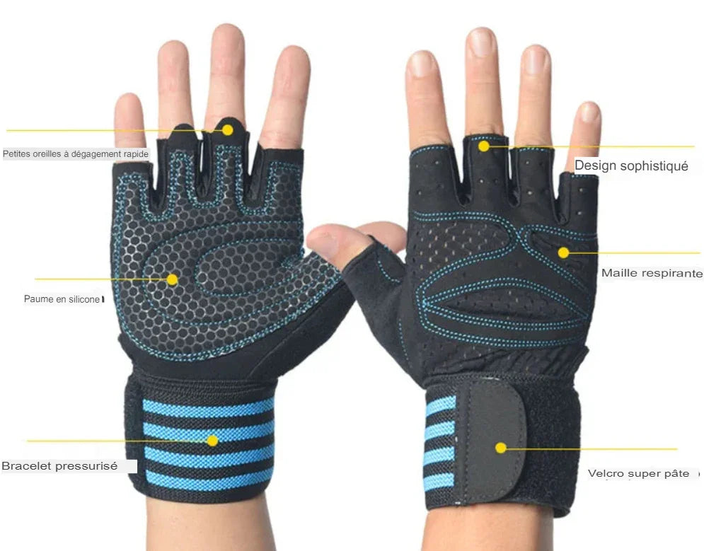 Gants d'HaltĂ©rophilie avec Support de Poignet â Performance et Protection