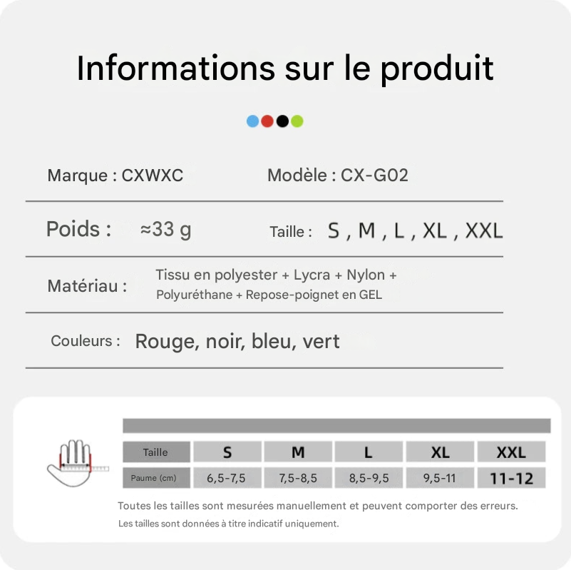 Gants de Fitness et de vélo Demi-Doigts CXWXC – Confort, Respirabilité et Performance