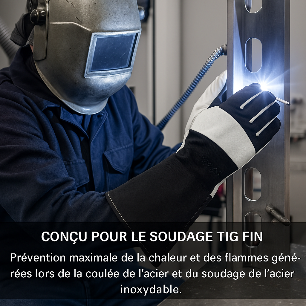 Gants de Soudure TIG en Cuir de Chèvre – Résistants à la Chaleur et aux Étincelles.