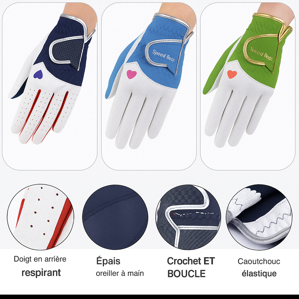 Gants de Golf Femme BraceTop – Élégance, Confort et Performance.