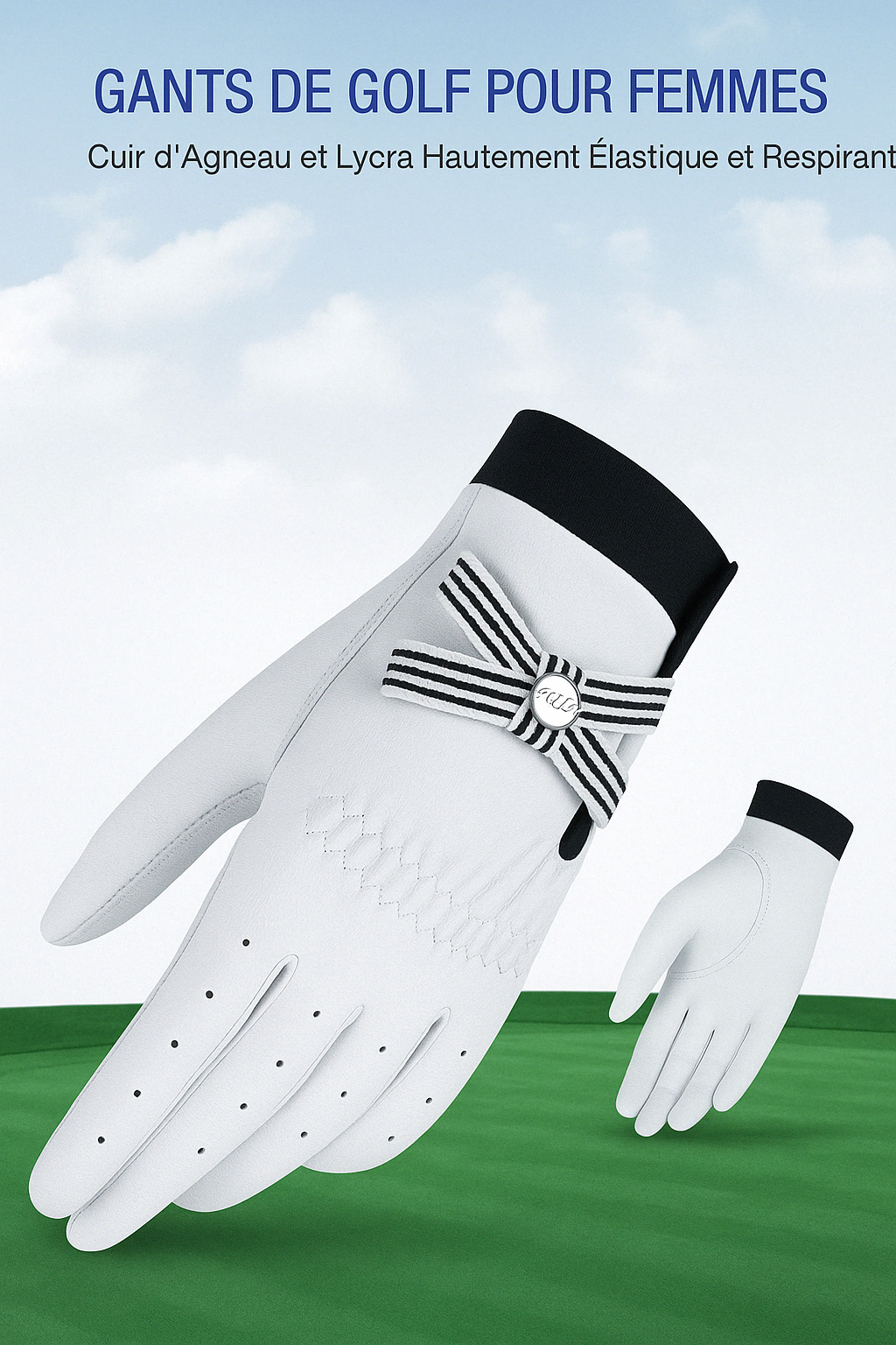 Gants de Golf Femme en Cuir Véritable – Élégance, Confort et Performance.