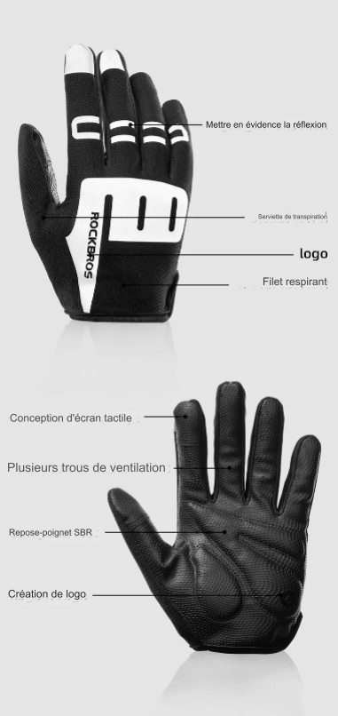 Gants  de sport ROCKBROS Tactiles Unisexes – Confort, Contrôle et Style pour Vos Aventures en Plein Air.