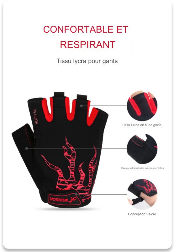 Gants Moreok de Fitness et de Vélo avec Coussin en GEL – Protection et Confort