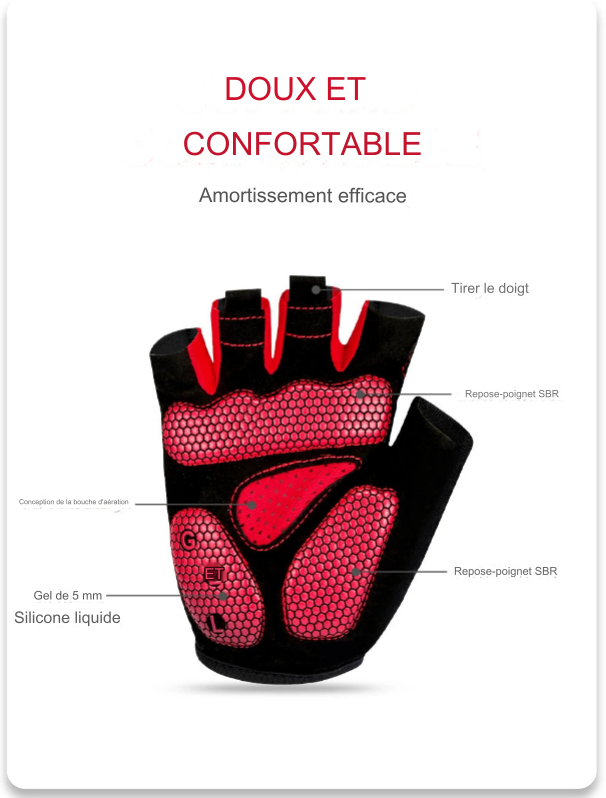 Gants Moreok de Fitness et de Vélo avec Coussin en GEL – Protection et Confort