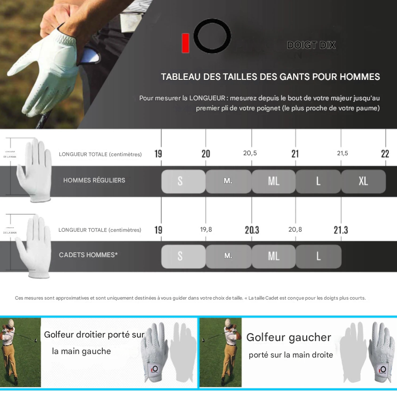 Gants de Golf O FINGER TEN – Élégance, Performance et Confort